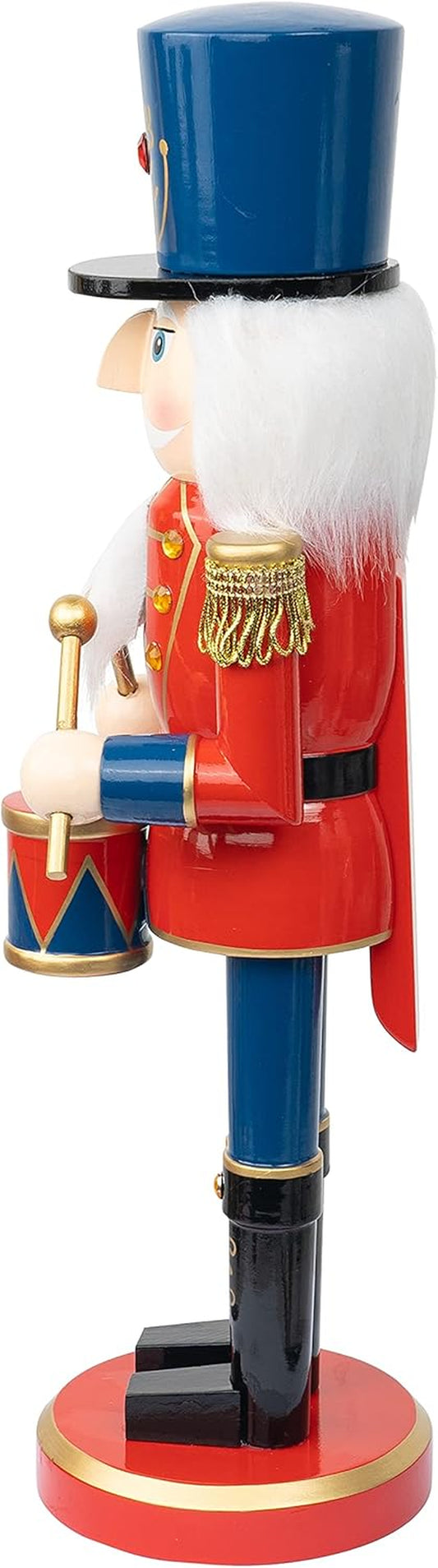 14" Christmas Decorative Nutcracker Figures, Wooden Red Drummer, Festive Collectible Nutcracker Gift for Indoor Winter Table Desktop Fireplace Decorations